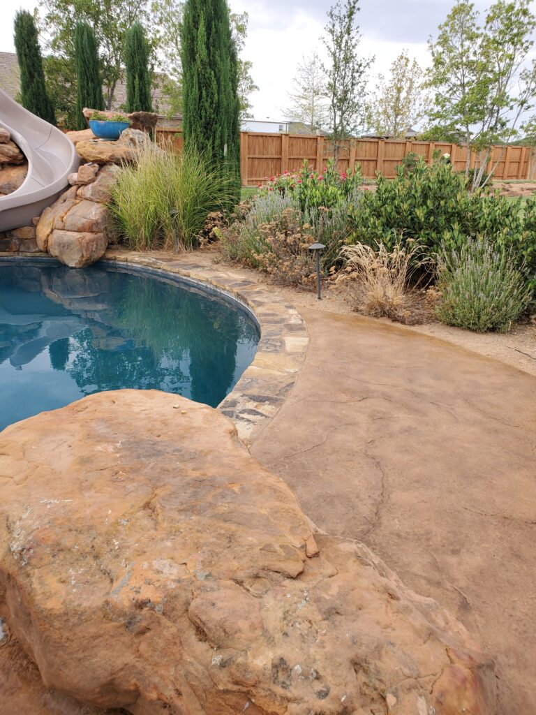 Staining and Sealing Stamped Concrete Pool Decks