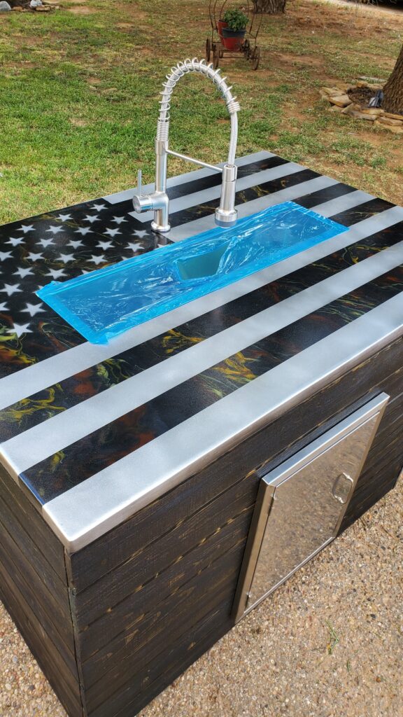 American Flag Countertop and Outdoor Kitchen