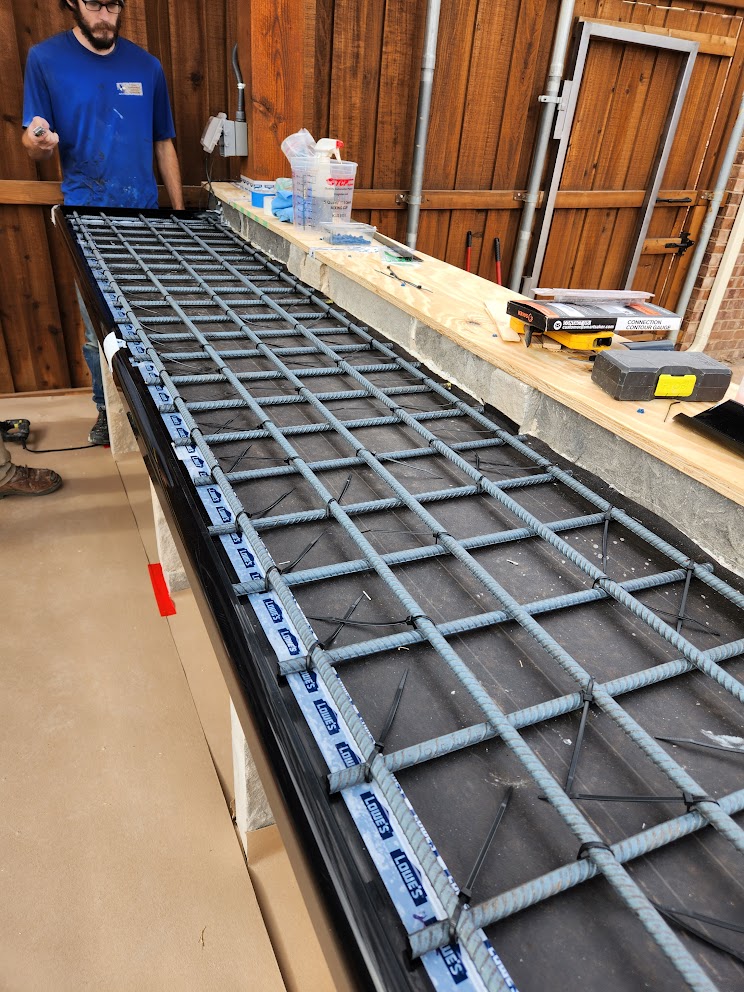 Building Concrete Countertops with rebar in Lubbock TX