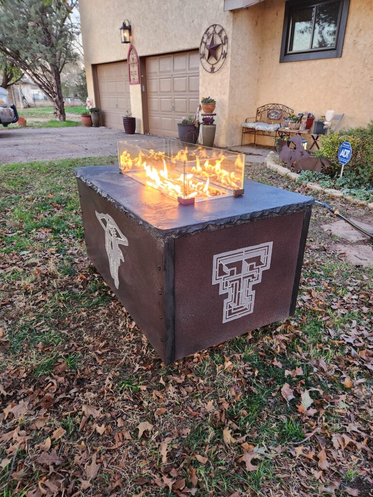 Fire Pits and Tables with Texas Tech Red Raider Art in Lubbock TX