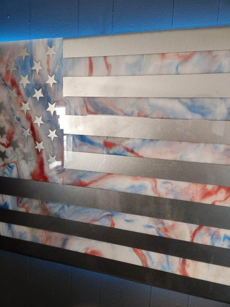 Best Beautiful American Flag with Red White and Blue epoxy wall art in Lubbock TX.